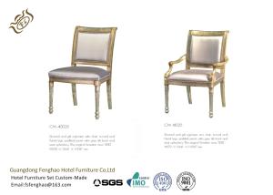 China Silvered And Gilt Eglomise Side Arm Hotel Dining Chairs With Silk Back And Seat factory