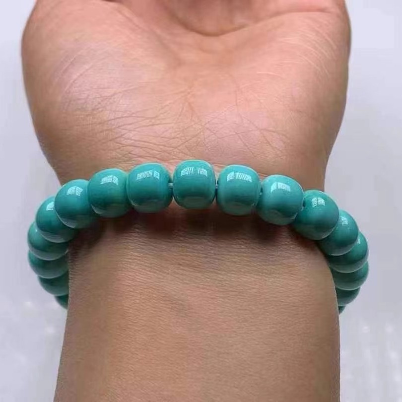 Natural Raw Turquoise High Porcelain Straight Cut Bracelets, Special Color Matching Design, Turquoise Straight Cut High Porcelain Blue Old Style