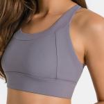 Adjustable Strap Round Neck Womens Sports Bra Quick Dry Nylon Fitness Crop Top