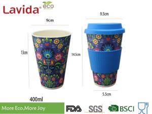 China Dishwasher Safe Food Grade Bamboo Takeaway Cups Smelless With Grip Ring / Silicon Lid factory