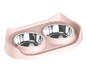China 2 Stainless Steel Cat Dog Water Bowl No Spill Slow Feeder factory