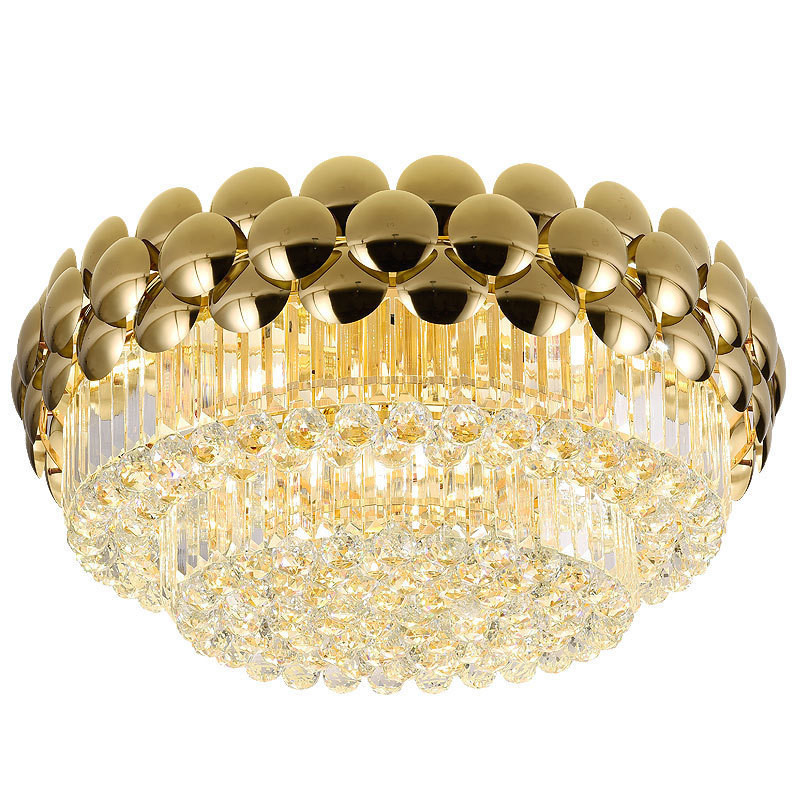 Postmodern Style Iron Crystal Gold Led Ceiling Lamps For Bedroom Livingroom Hotel