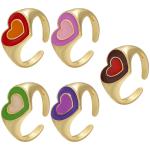Summer Jewelry 14k Gold Plated Rings Open Adjustable Colorful Enamel Double