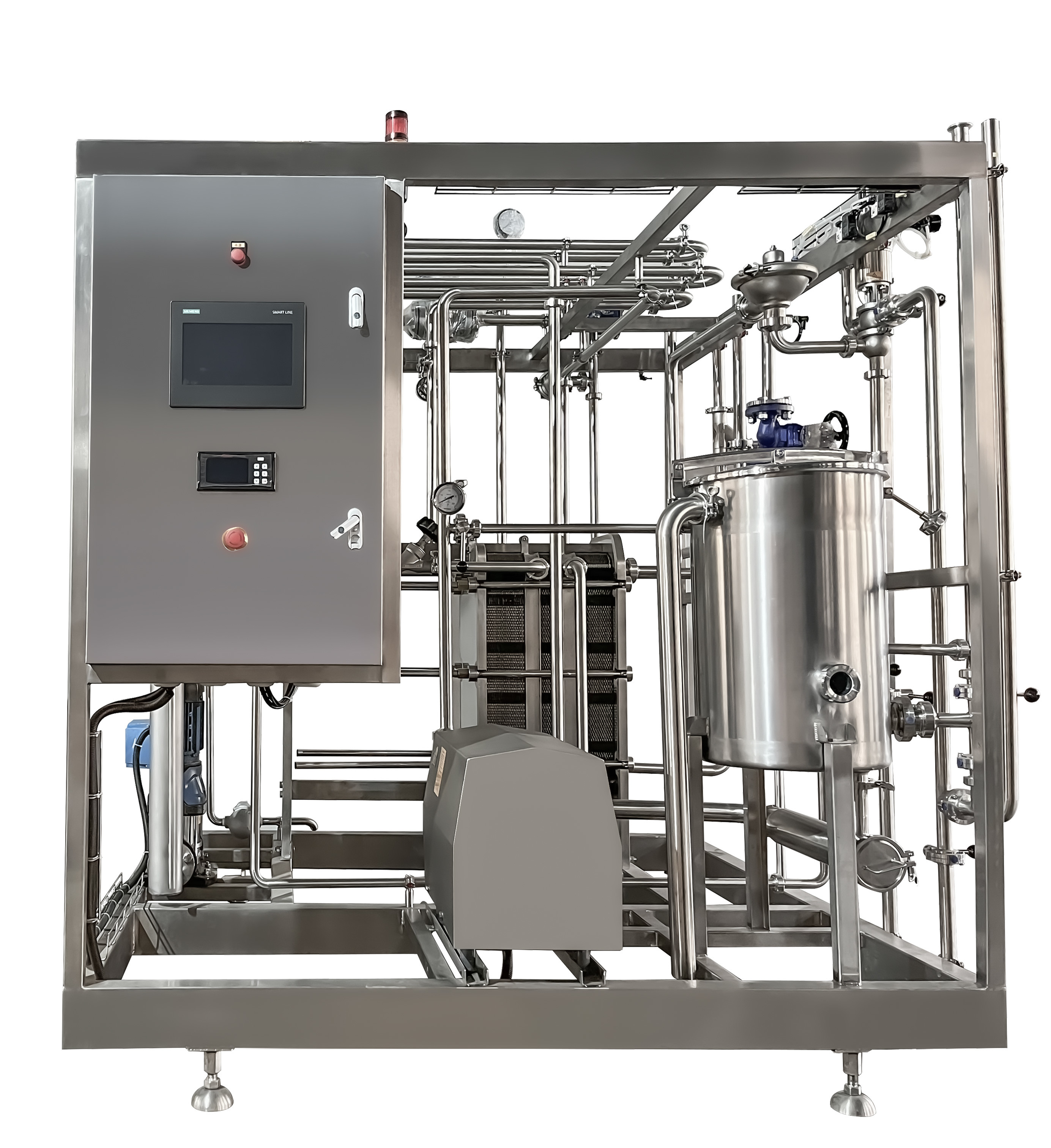 Sus304/316 Pasteurizer Machine With PLC For Milk / Yogurt / Fruit Juice Processing Line