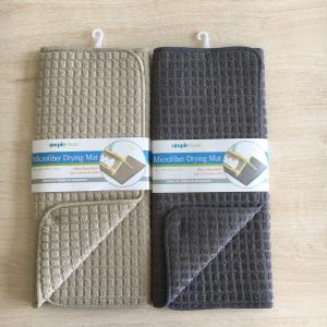 China Sinlge packed 1pc Microfiber printeted water absorb dish mat kitchen water pad with grid patten factory