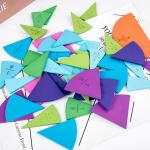 Card Math 11Pcs Number Puzzle Board Wooden Fraction Puzzle Teaching Aids