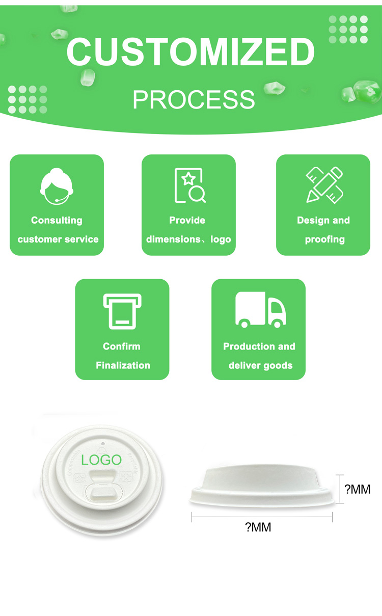 80mm Cup Cover Hot Molded Biodegradable Bagasse Pulp Sugarcane Coffee Cup Cover Lids For Family Foods