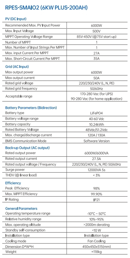 RPT-Battery 500V 6kW Home Energy Storage System Custom Simple Eco-friendly Stackable Can Communication