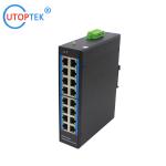 Industrial 16x10/100/1000Mbps RJ45 ports network switch DIN Rail IP40 4KV -40 ~