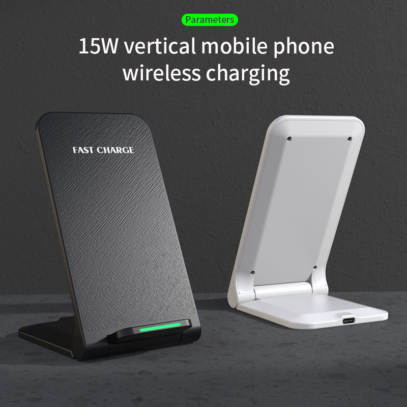 15W Qi Cordless Wireless Charger Vertical Foldable Portable Fast Charging