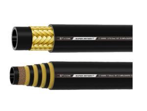China Black Tensile Steel Wire Synthetic Rubber Letone Hydraulic Hose With 225 Bar Working Pressure factory
