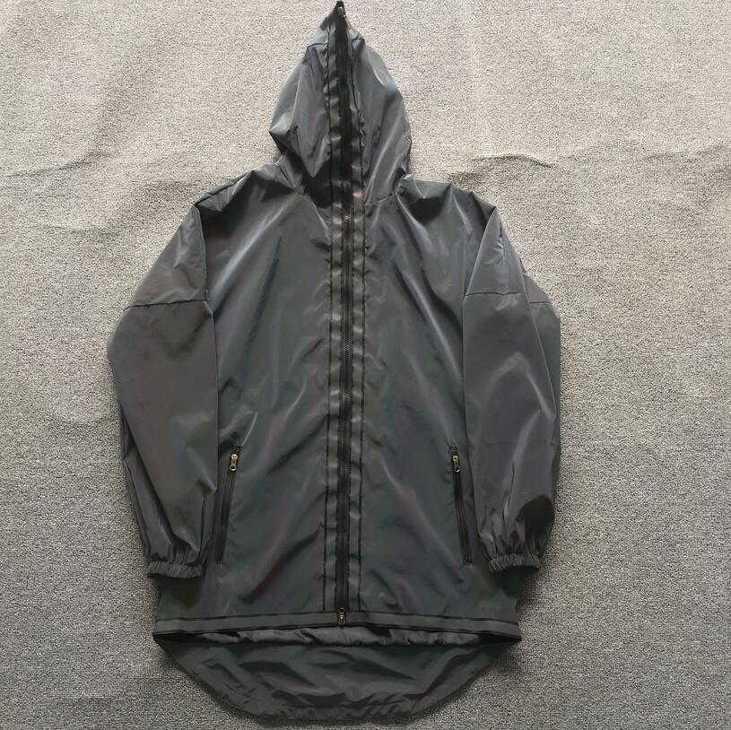 Full Zip Up Face Hood Reflective Coat Mens Rainbow Reflective Jacket Turtleneck