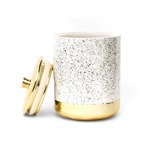 Modern Airtight Tea Sugar Coffee Food Storage Canister Set With Golden Cover Colorful Ceramic Canisters