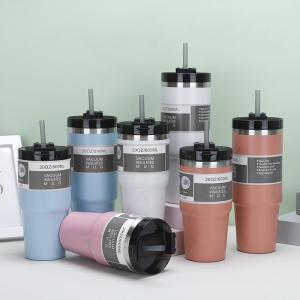 China Customized Logo Double Wall Vacuum Insulated Mug 20oz 30 Oz Stainless Steel Tumbler With Straw Car Travel Mug Dishwasher Safe Spill Proof Design factory