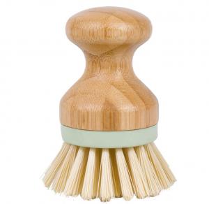 China 3.9in Kitchen Scrub Brush Bamboo Dish Scrubber Brush 2inch Long Bristles 150g With Wood Handle on sale