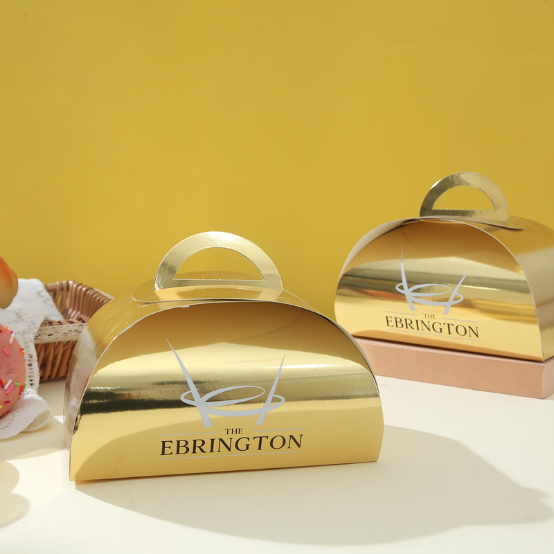 OEM Paper Cake Packaging Box , Sustainable Bakery Packaging Tulip Box With Handle