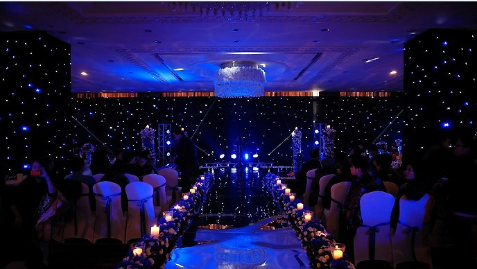 6000K LED Star Curtain Backdrop Double Decker Fireproof Velvet Material For Stage