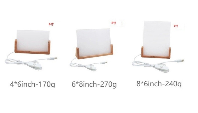 U Shaped Wooden Base Sublimation Acrylic Photo Frame LED For Sublimation Coating
