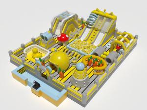 China Large Playground Inflatable Bouncy Castles Yellow Grey factory