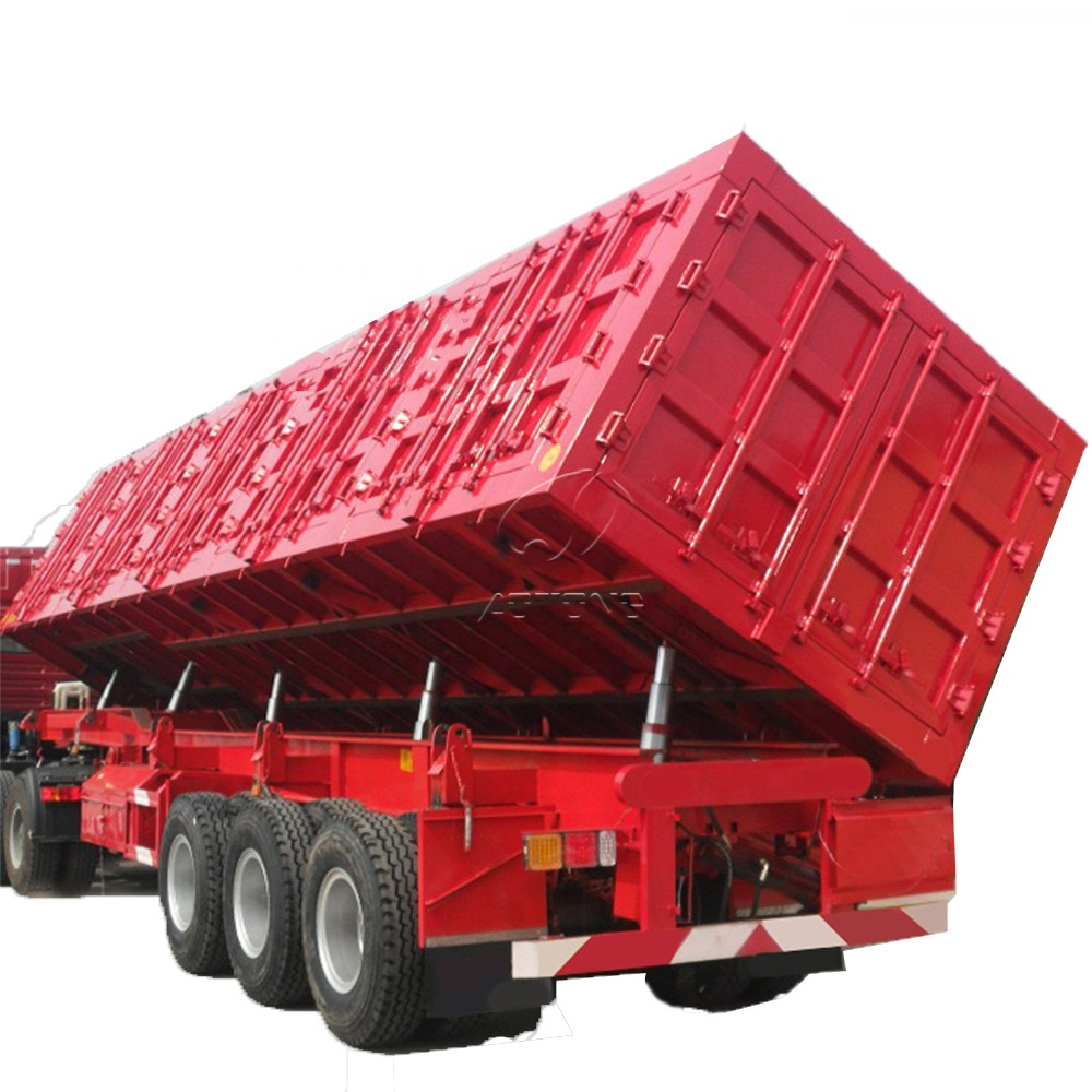Standard Landing Gear 60 Cubic Meter Hydraulic Side Tractor Tipper Dump Semi Trailer