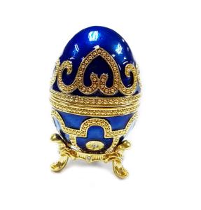 China Enameled Easter Egg Jewelry Box Sparkling Rhinestones Trinket Holder Box Jewelry box Faberge egg easter egg trinket box factory