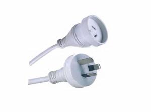 China Australia SAA 3 Pin white extension power cord 0.5m-10m copper power extension cable factory