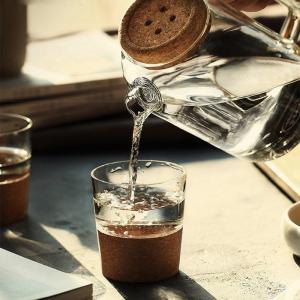 Large Capacity Clear Glass Teapot with Filter / Button Cork Lid Water Pitcher