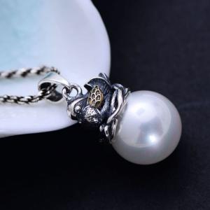 China Women Retro 925 Silver Shell Pearl Bird Pendant Necklace (XH056542W) factory