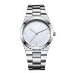 30m Waterproof Mens Quartz Watches With PVD Silver Stainless Steel Band