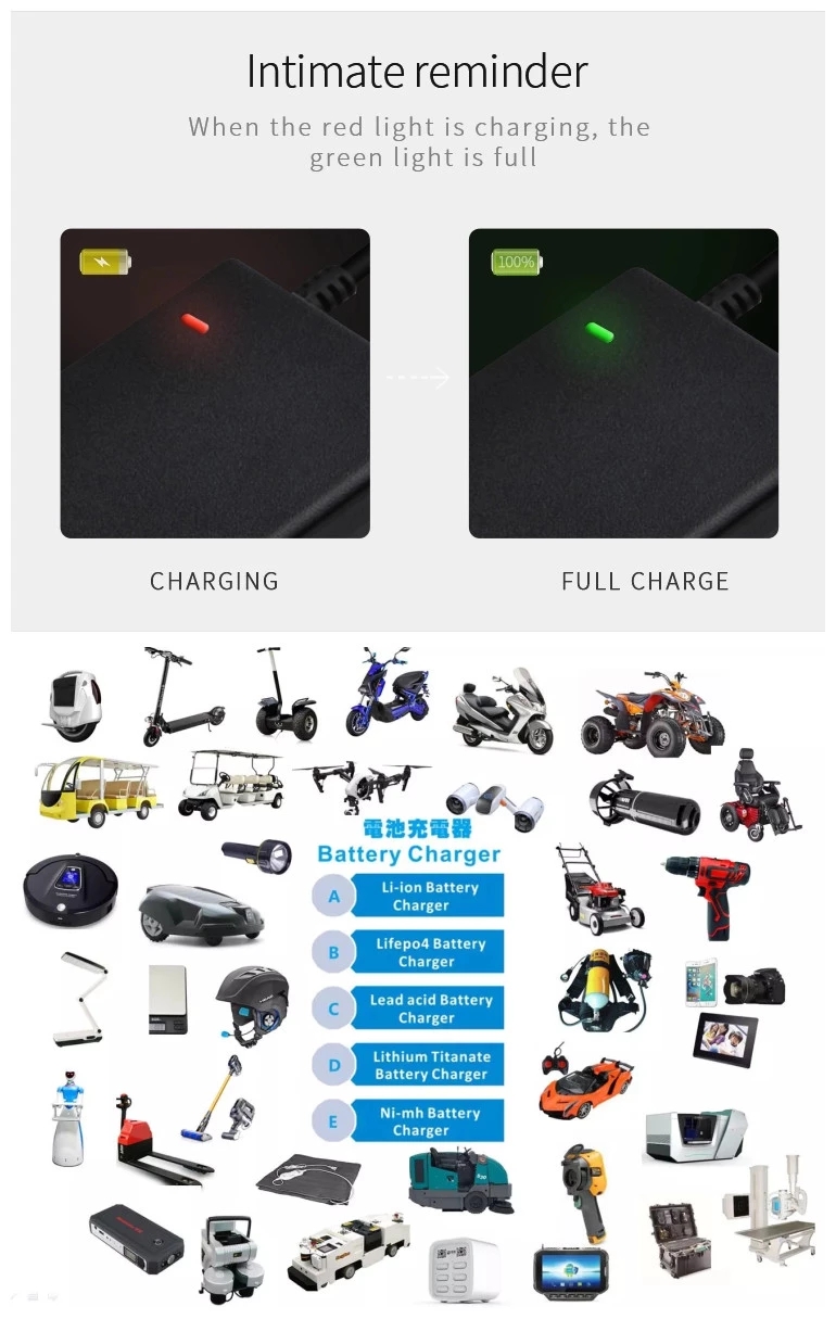 Electric Mobile Smart Battery Charger Lithium Battery Adapter Charger Fireproof