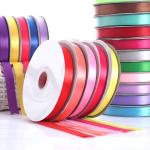 Colorful Polyester Satin Ribbon , Customized Size Printed Satin Ribbon