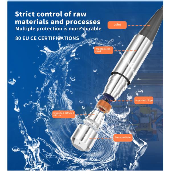 Submersible 4-20ma Water Level Pressure Controller with IP65 Protection and Temp Compensation