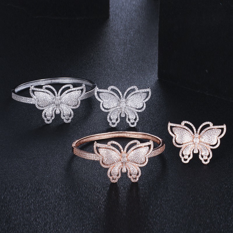 Fashion Cubic Zirconia Butterfly Bracelet Bangle AAA Cz Butterfly Bangle Cuff Bracelets & For Women Butterfly Jewelry