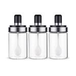 FDA LFGB Seasoning Empty Glass Jars With Wooden Lid