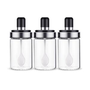 China FDA LFGB Seasoning Empty Glass Jars With Wooden Lid factory