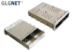 China QSFP14 Connector 2 Ports QSFP Cage Copper Alloy With EMI Gasket Mates factory