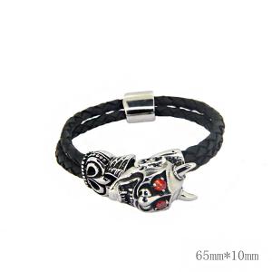 China Europ American Fashion Trendy Stainless Steel Geniune PU Leather Bracelet Bangle LBL217 factory