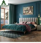 Custom Size Wooden Double Bed Queen Platform King Size Fabric Bed Hotel Bedroom