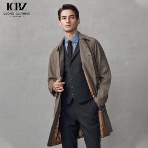 China Thick British Style Tweed Vintage Brown End Wool Mid-Length Coat OEM Custom Men's Coat factory