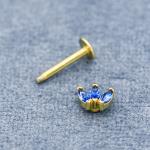 Gold Plated Lip Piercing Labret Stud 316 Stainless Steel 14G 12mm