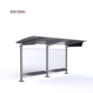 China Clear Safety Glass Rear Wall Metal Bus Stop / Ooh Bus Shelter 3 years Warranty factory