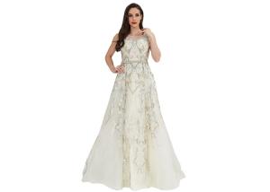 China Middle Eastern Wedding Bridesmaid Dresses / Illusion Back Long Evening Gowns factory
