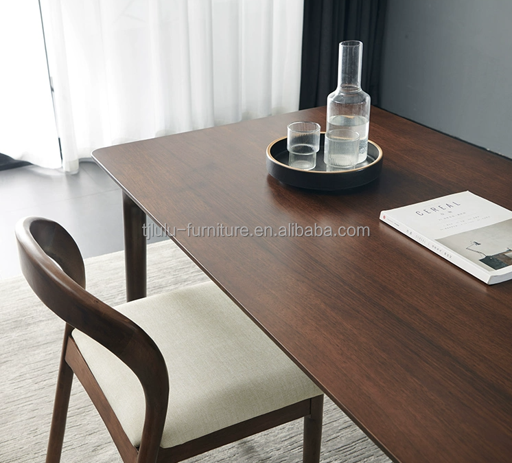 Modern Nordic Wood Dining Table And Chair Set With Rubber Wood Frame For Home Office
