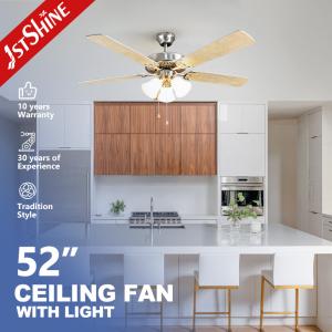 China 1stshine Traditional High Speed 5 Plywood Blades Ceiling Fan with Light Kit and Metal factory
