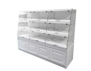 China Wooden Material Food Store Shelving Bread Display Cabinet Easy Assemble factory