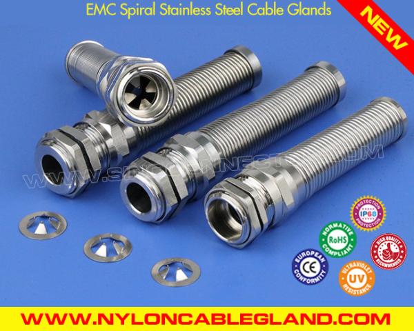 EMC Version 304 or 316 Grade Stainless Steel Cable Glands PG7~PG48 with Spiral
