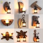 Industrial Vintage Wooden Metal Painting Modern Wall Light For Home Corridor