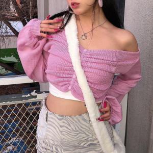 China Autumn Long Sleeve Knitted Crop Top Sweater factory
