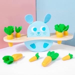 China Wooden Rabbit Balance Building Block Radish Pulling Game factory