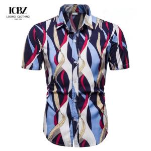 China Men's Beach Aloha Hawaiian Shirt Summer Wear Casual Digital Print Button Up Short Sleeve factory
